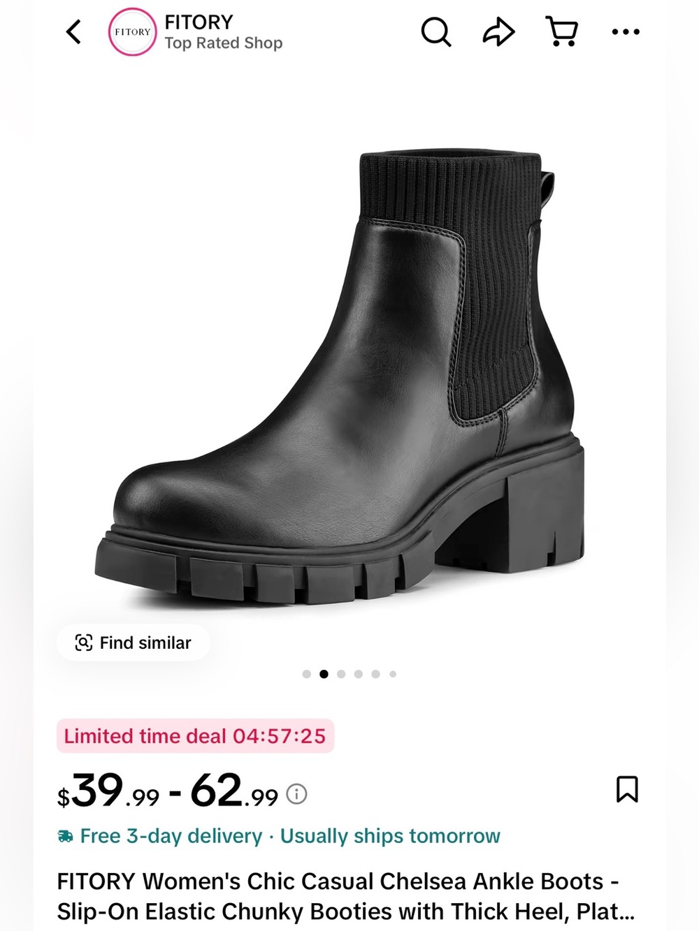 Women’s Black Chelsea Ankle Boots - Slip-On Chunky Heel